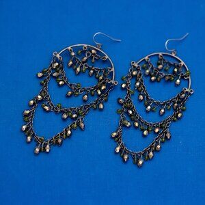 Vintage Geometric Black Chained Beads Unique Dangle Earrings - D44